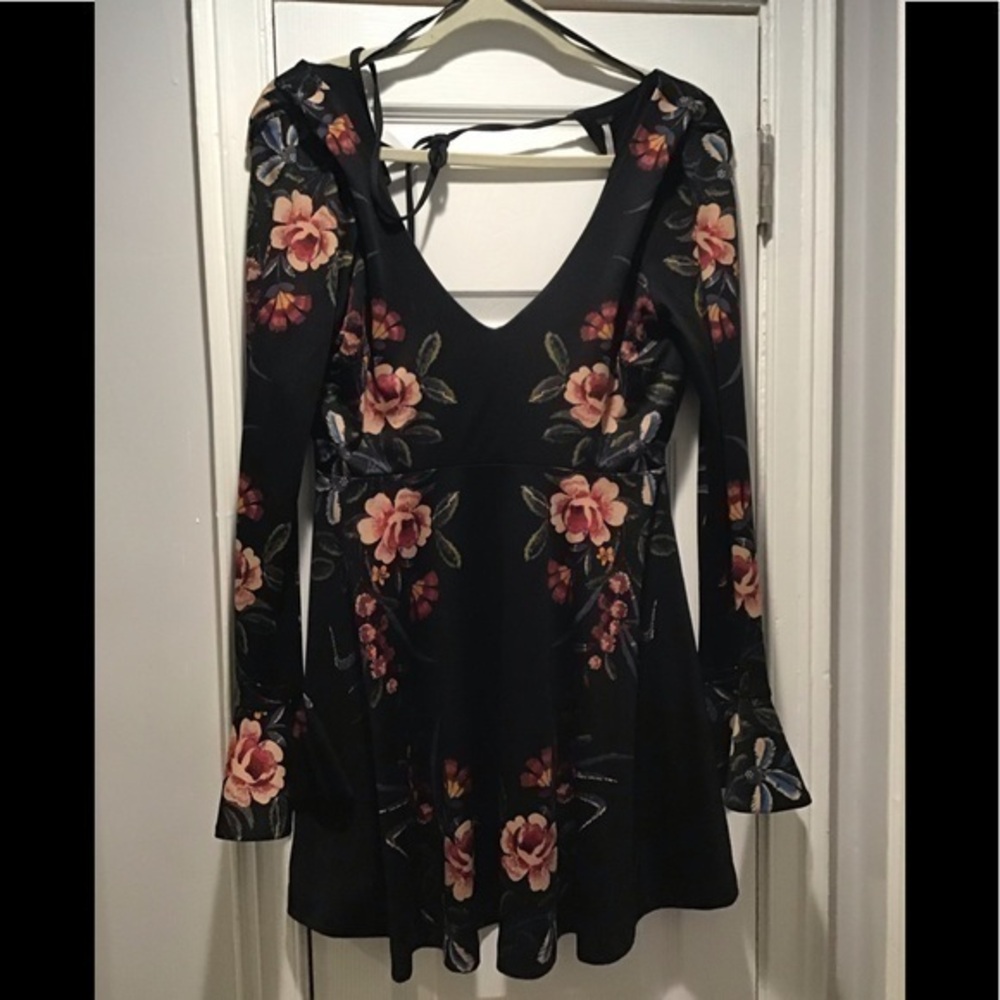 Free People Black Floral Mini Dress